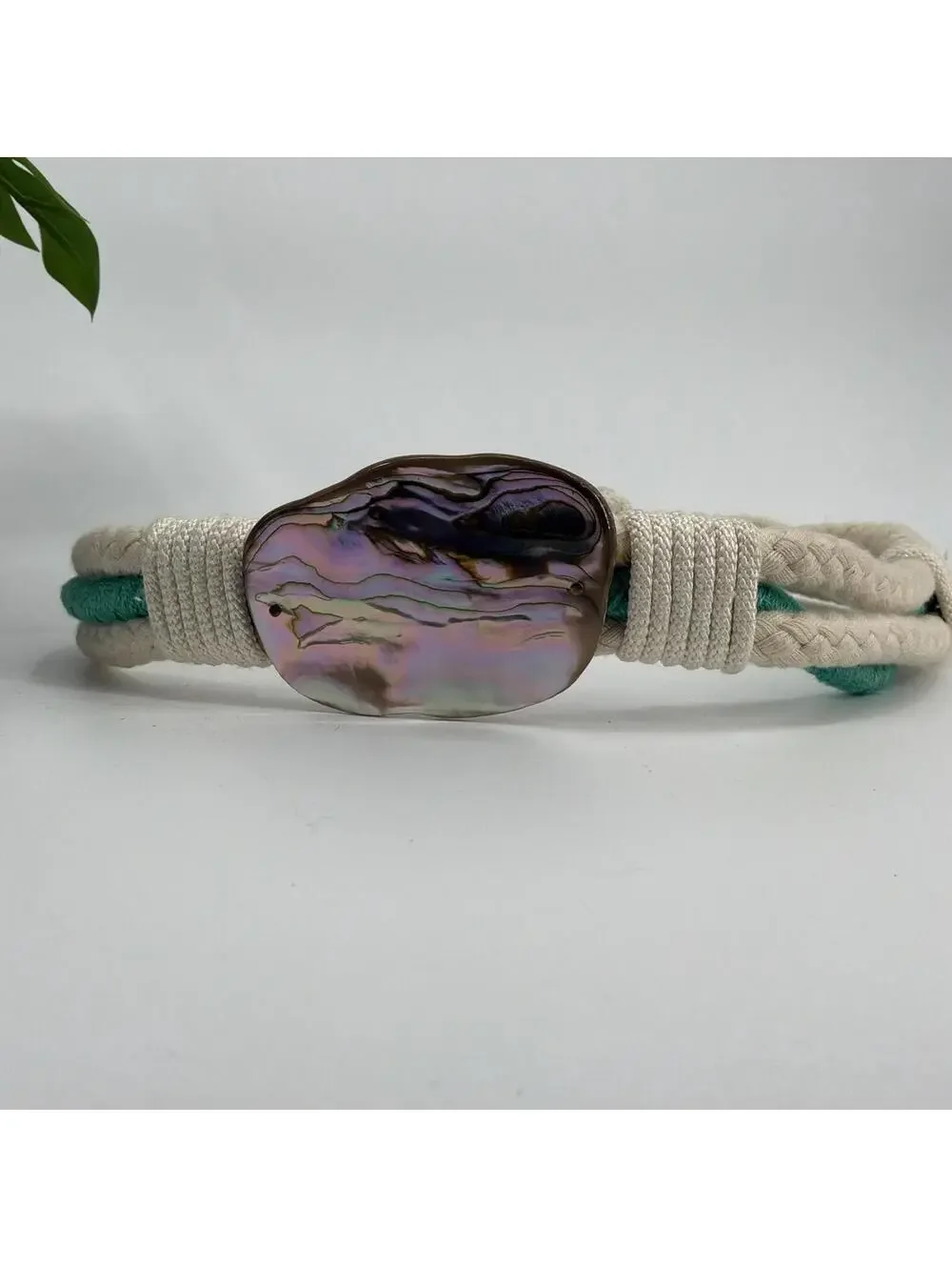 Abalone Shell Woven Rope Handmade Belt Coastal Mermaid Accessory